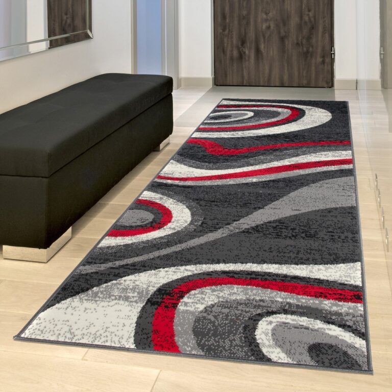 Passatoia Dream Moderno Grigio Scuro Rosso Onde