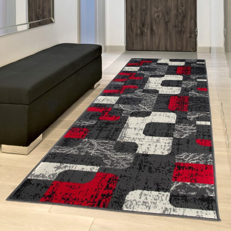 Passatoia Dream Grigio Bianco Rosso Figure Geometrico