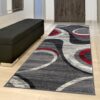 Passatoia Dream Moderno Grigio Chiaro Rosso Onde