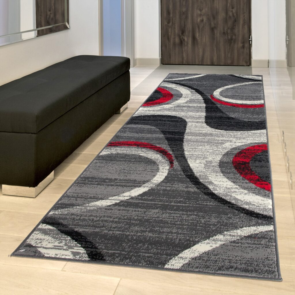 Passatoia Dream Moderno Grigio Chiaro Rosso Onde