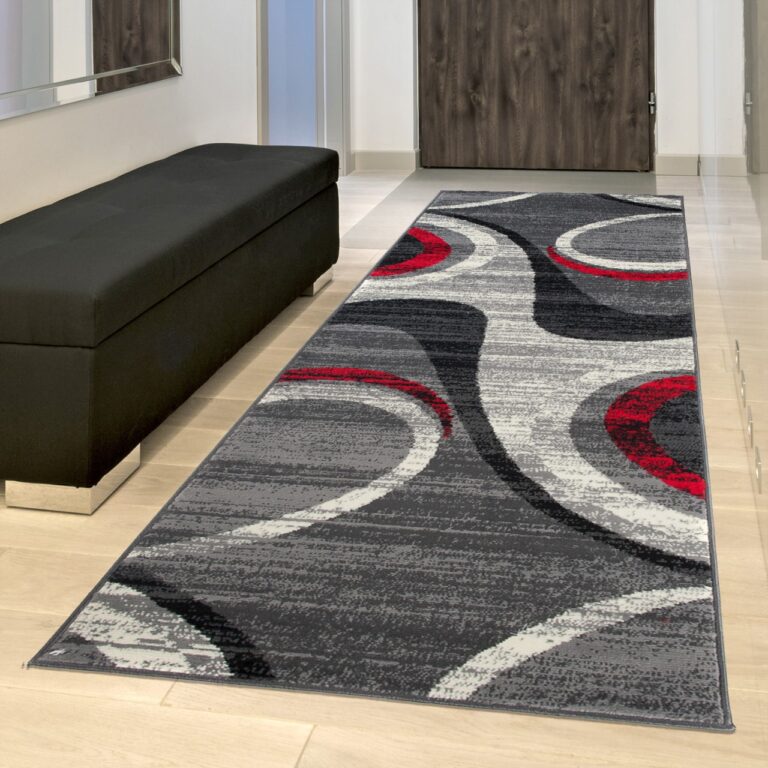 Passatoia Dream Moderno Grigio Chiaro Rosso Onde