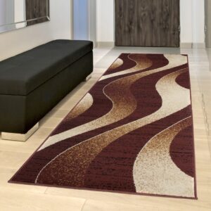 Passatoia Dream Moderno Marrone Scuro Crema Onde