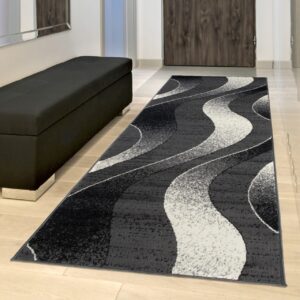 Passatoia Dream Moderno Grigio Scuro Onde
