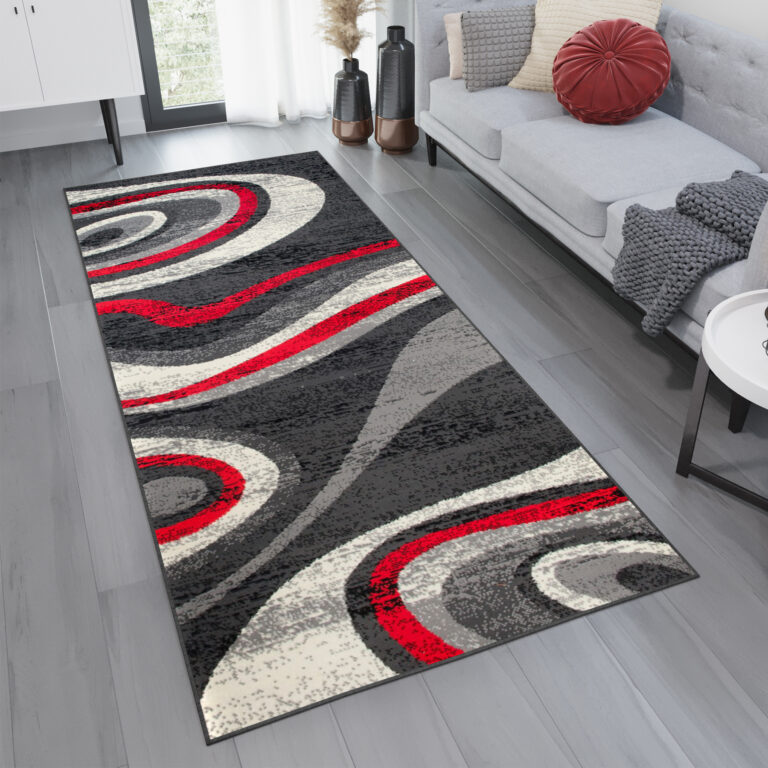 Passatoia Dream Moderno Grigio Scuro Rosso Onde