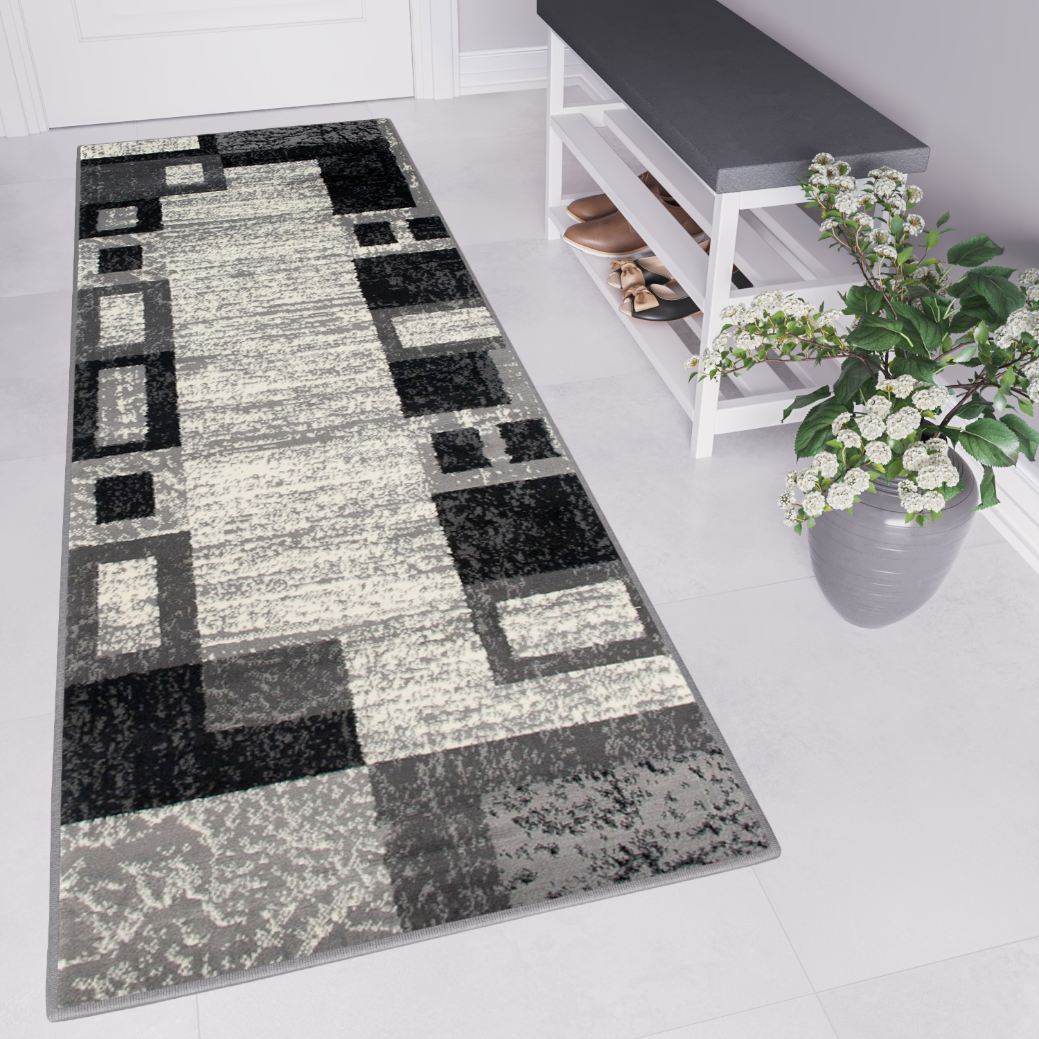Passatoia Dream Geometrico Grigio Nero Rettangoli
