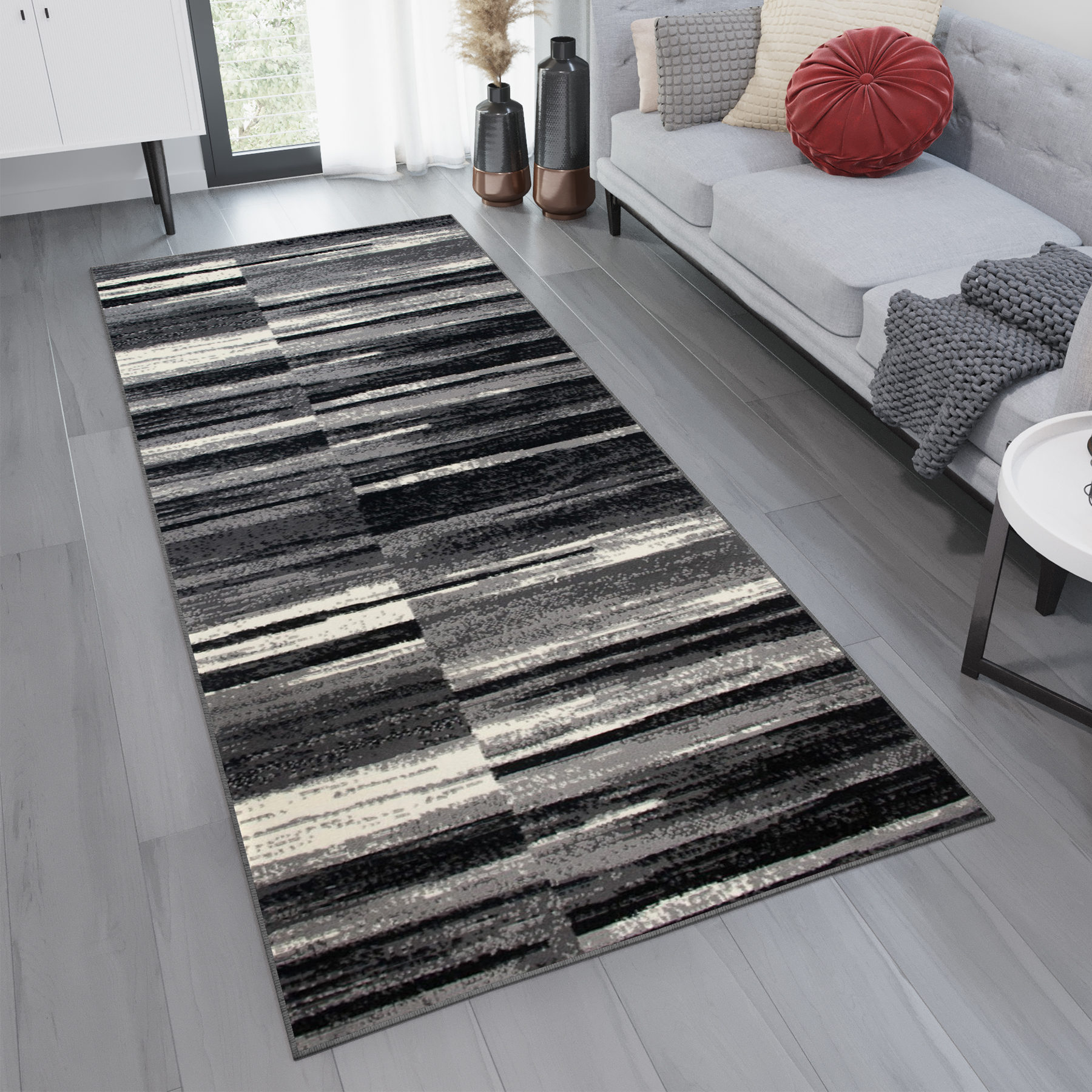 Passatoia Dream Astratto Grigio Nero Linee