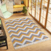 Tappeto Azteca Cotone Grigio Giallo Zigzag con Frange