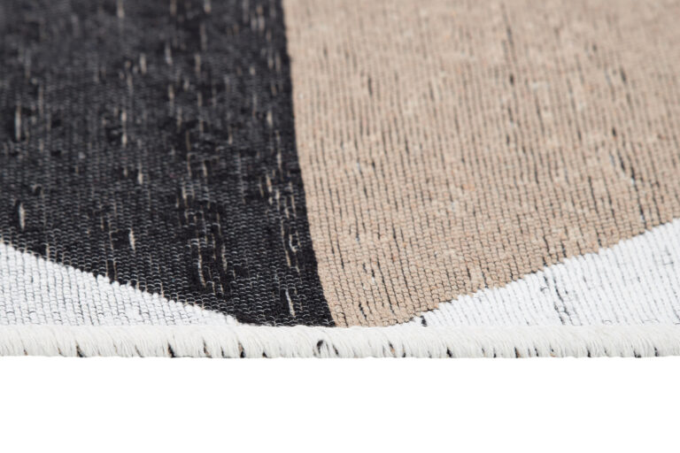 Tappeto Azteca Cotone Grigio Beige Triangoli con Frange