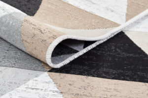 Tappeto Azteca Cotone Grigio Beige Triangoli con Frange