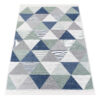 Tappeto Azteca Cotone Grigio Blu Verde con Frange