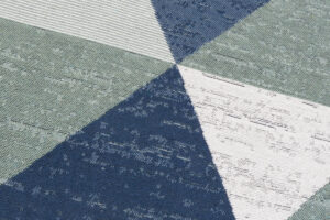 Tappeto Azteca Cotone Grigio Blu Verde con Frange