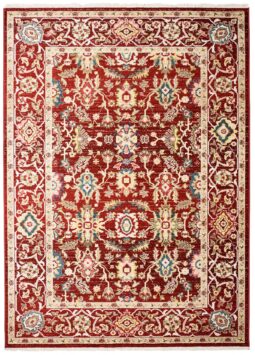 Tappeto Rivoli Rosso Cornice Classico con Frange