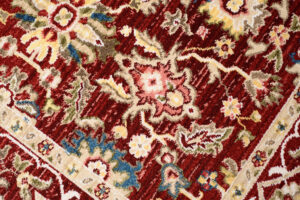 Tappeto Rivoli Rosso Cornice Classico con Frange