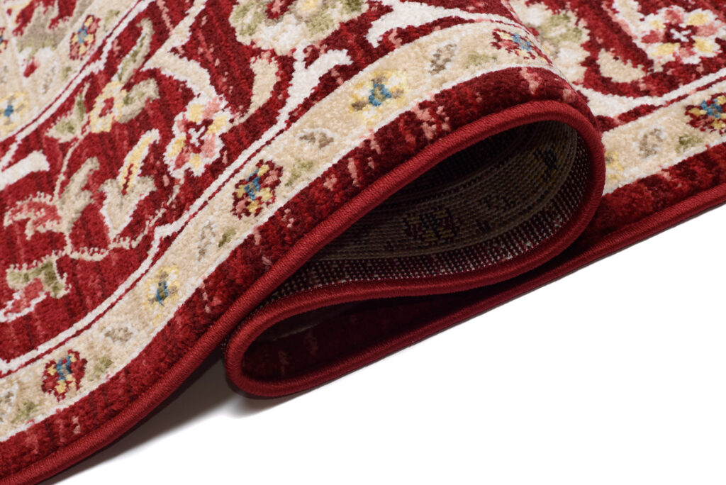 Tappeto Rivoli Rosso Cornice Classico con Frange