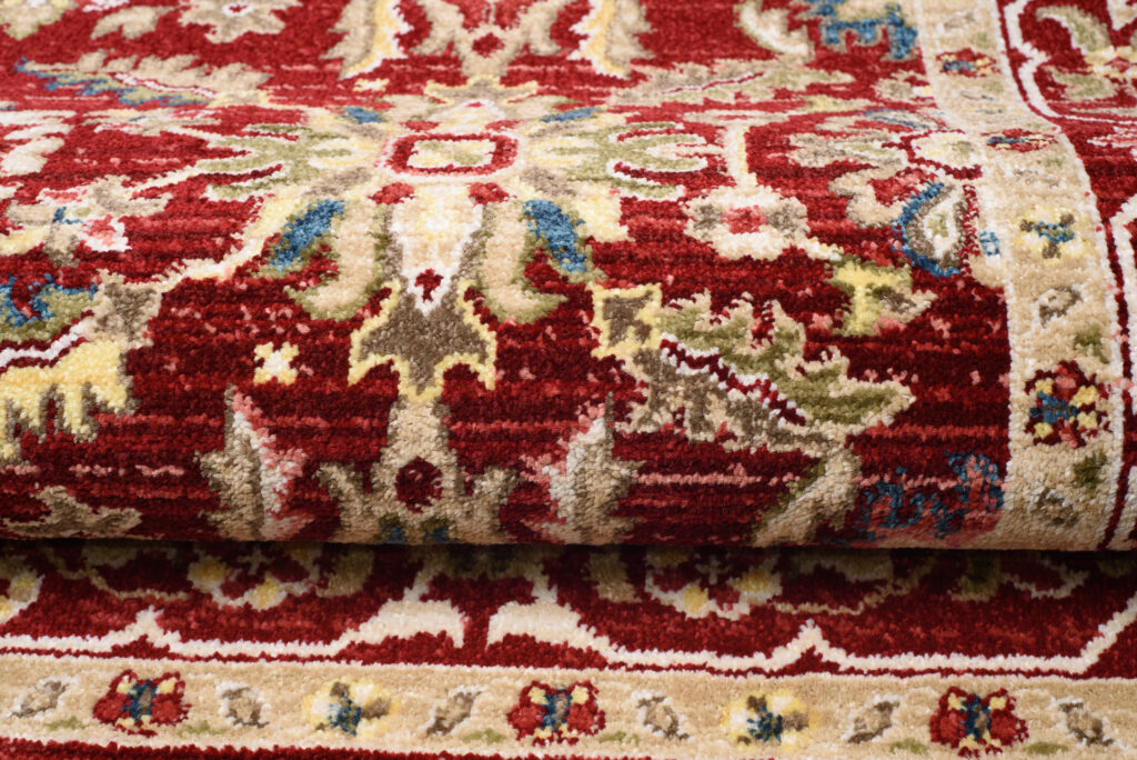 Tappeto Rivoli Rosso Cornice Classico con Frange