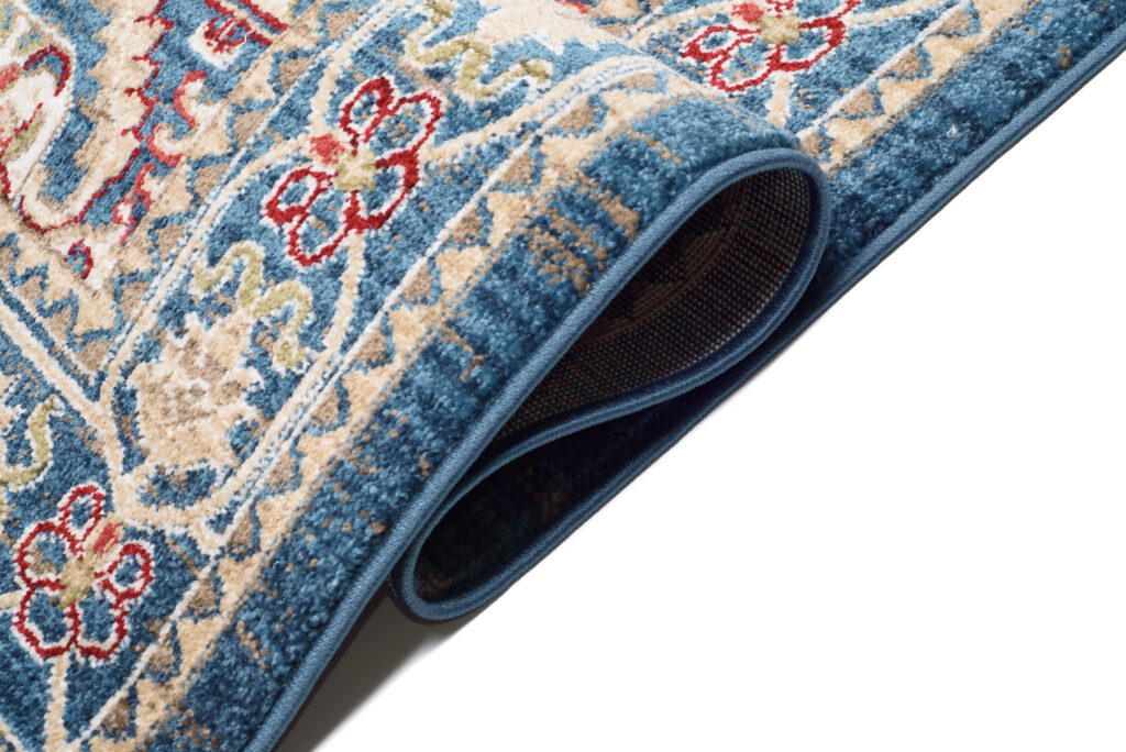 Tappeto Rivoli Blu Geometrico Tradizionale con Frange