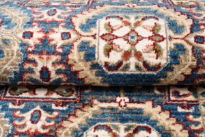 Tappeto Rivoli Blu Geometrico Tradizionale con Frange
