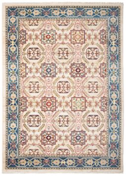 Tappeto Rivoli Crema Geometrico Tradizionale con Frange