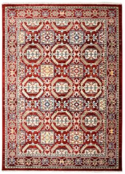 Tappeto Rivoli Rosso Geometrico Tradizionale con Frange
