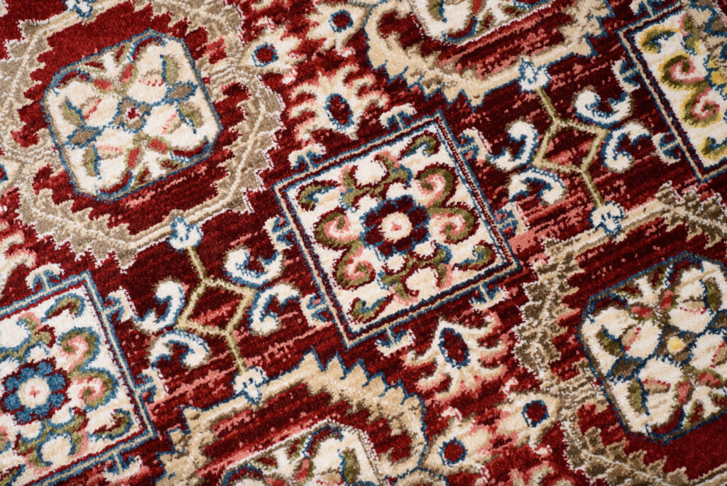 Tappeto Rivoli Rosso Geometrico Tradizionale con Frange