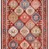 Tappeto Rivoli Rosso Geometrico Ornamenti con Frange