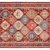 Tappeto Rivoli Rosso Geometrico Ornamenti con Frange