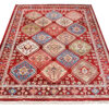 Tappeto Rivoli Rosso Geometrico Ornamenti con Frange