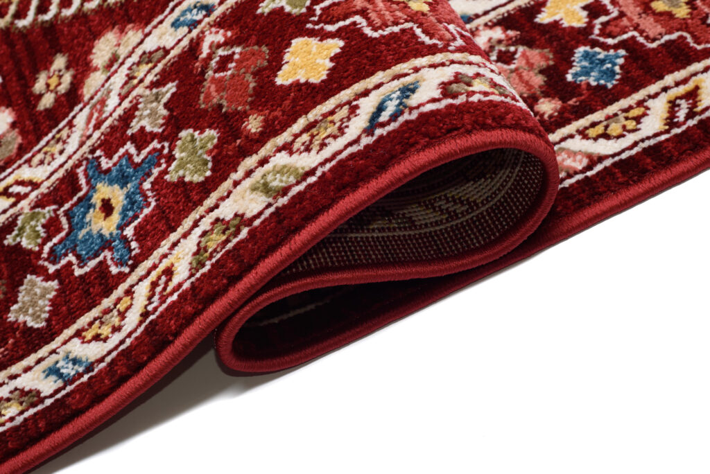 Tappeto Rivoli Rosso Geometrico Ornamenti con Frange