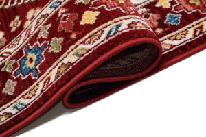 Tappeto Rivoli Rosso Geometrico Ornamenti con Frange