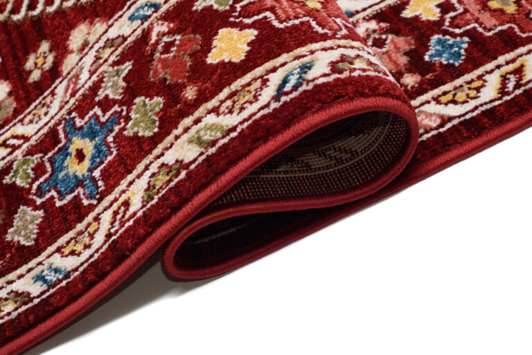 Tappeto Rivoli Rosso Geometrico Ornamenti con Frange