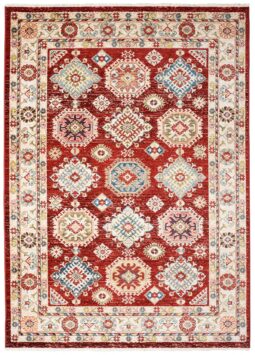 Tappeto Rivoli Classico Rosso Geometrico con Frange