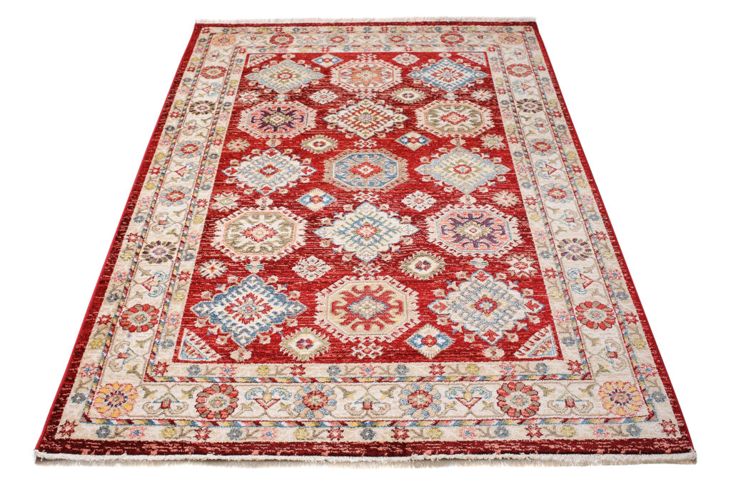 Tappeto Rivoli Classico Rosso Geometrico con Frange