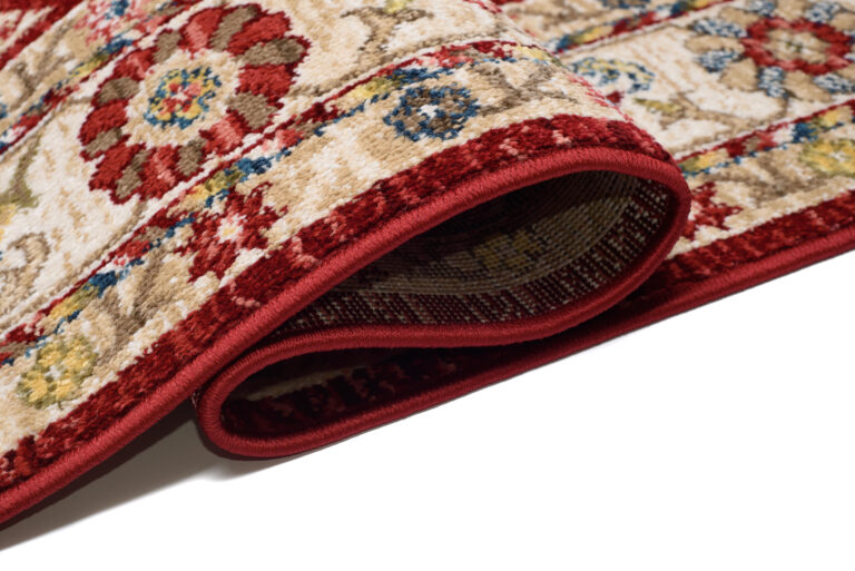 Tappeto Rivoli Classico Rosso Geometrico con Frange