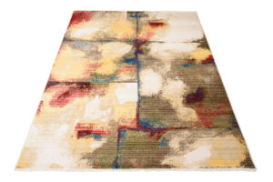 Tappeto Rivoli Astratto Crema Muliticolore con Frange