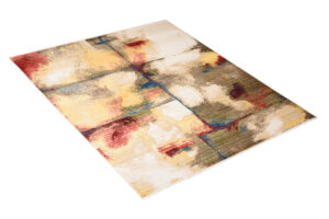 Tappeto Rivoli Astratto Crema Muliticolore con Frange