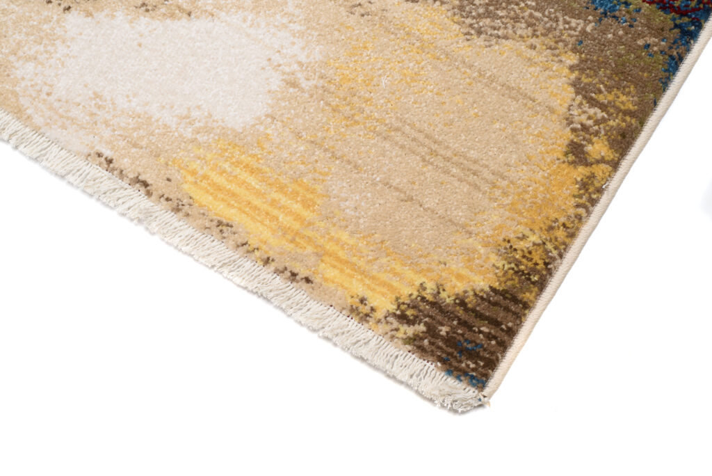 Tappeto Rivoli Astratto Crema Muliticolore con Frange