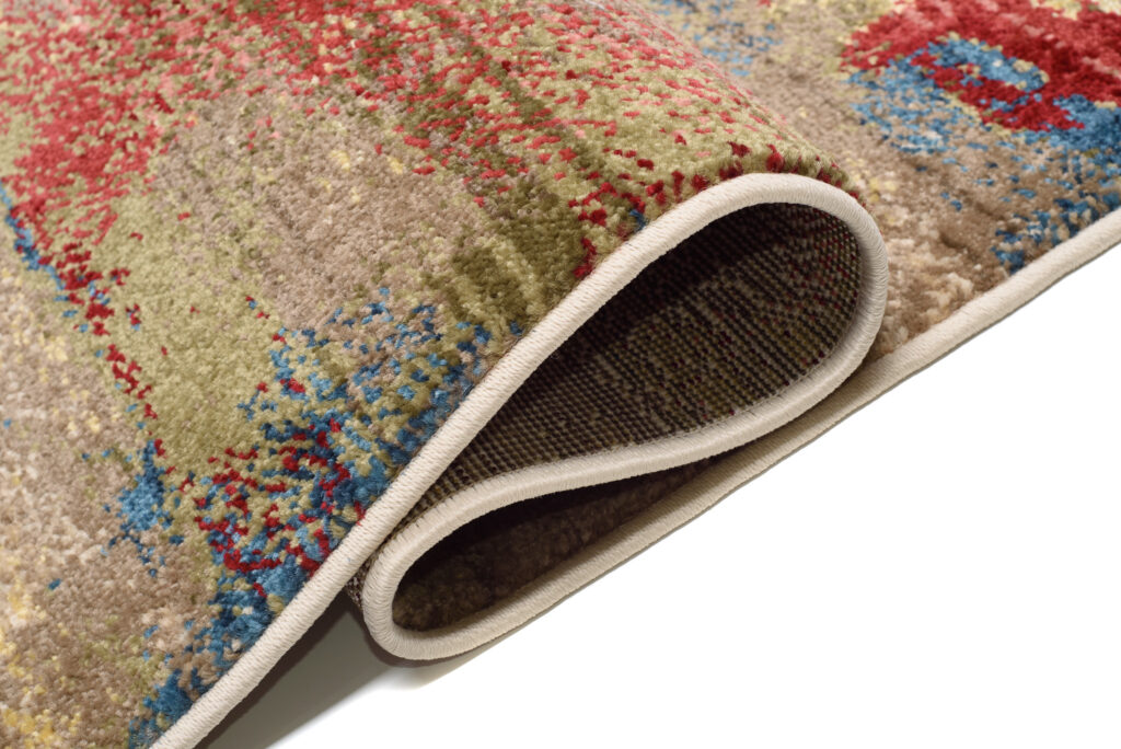 Tappeto Rivoli Astratto Crema Muliticolore con Frange