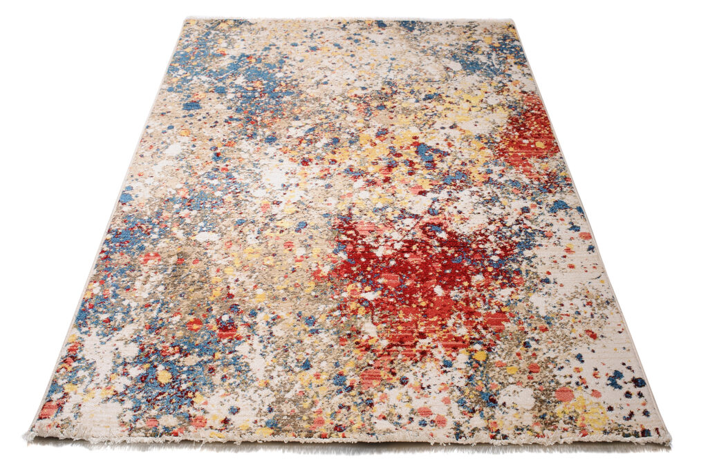 Tappeto Rivoli Astratto Crema Macchie con Frange