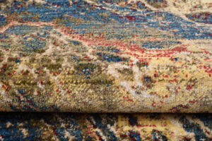 Tappeto Rivoli Astratto Beige Blu Onde con Frange