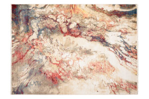 Tappeto Rivoli Astratto Beige Rosso Onde con Frange