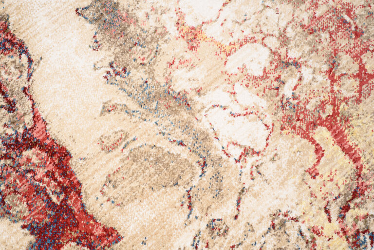 Tappeto Rivoli Astratto Beige Rosso Onde con Frange