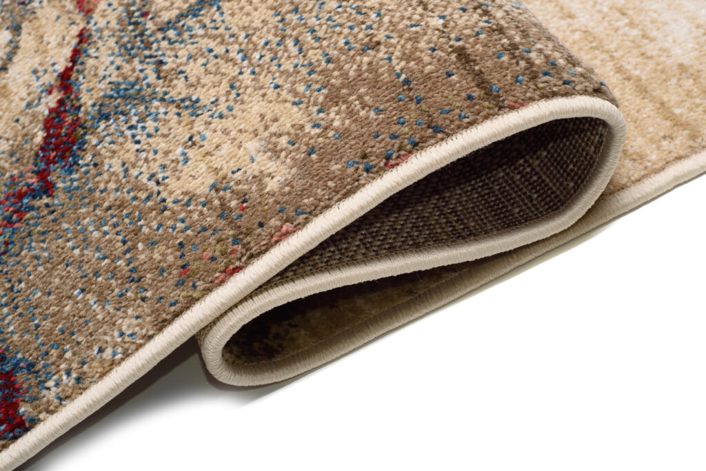Tappeto Rivoli Astratto Beige Rosso Onde con Frange