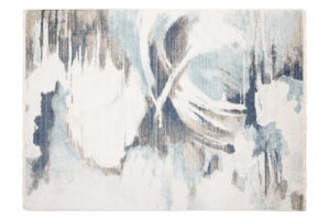 Tappeto Rivoli Crema Blu Astratto con Frange