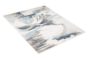 Tappeto Rivoli Crema Blu Astratto con Frange