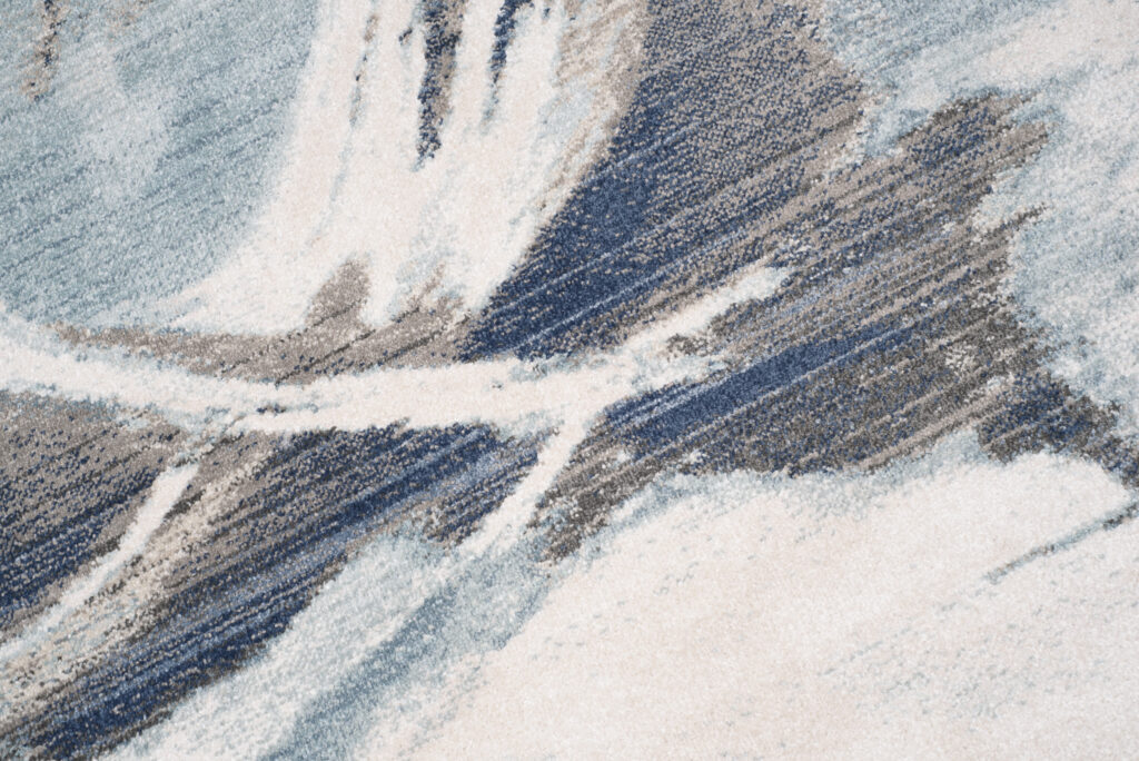 Tappeto Rivoli Crema Blu Astratto con Frange
