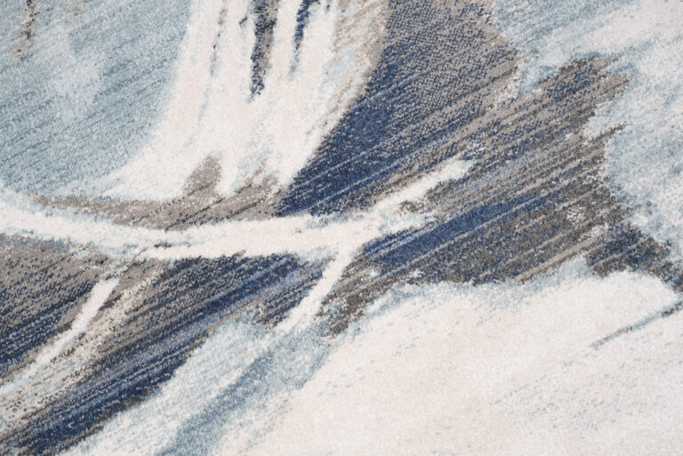 Tappeto Rivoli Crema Blu Astratto con Frange