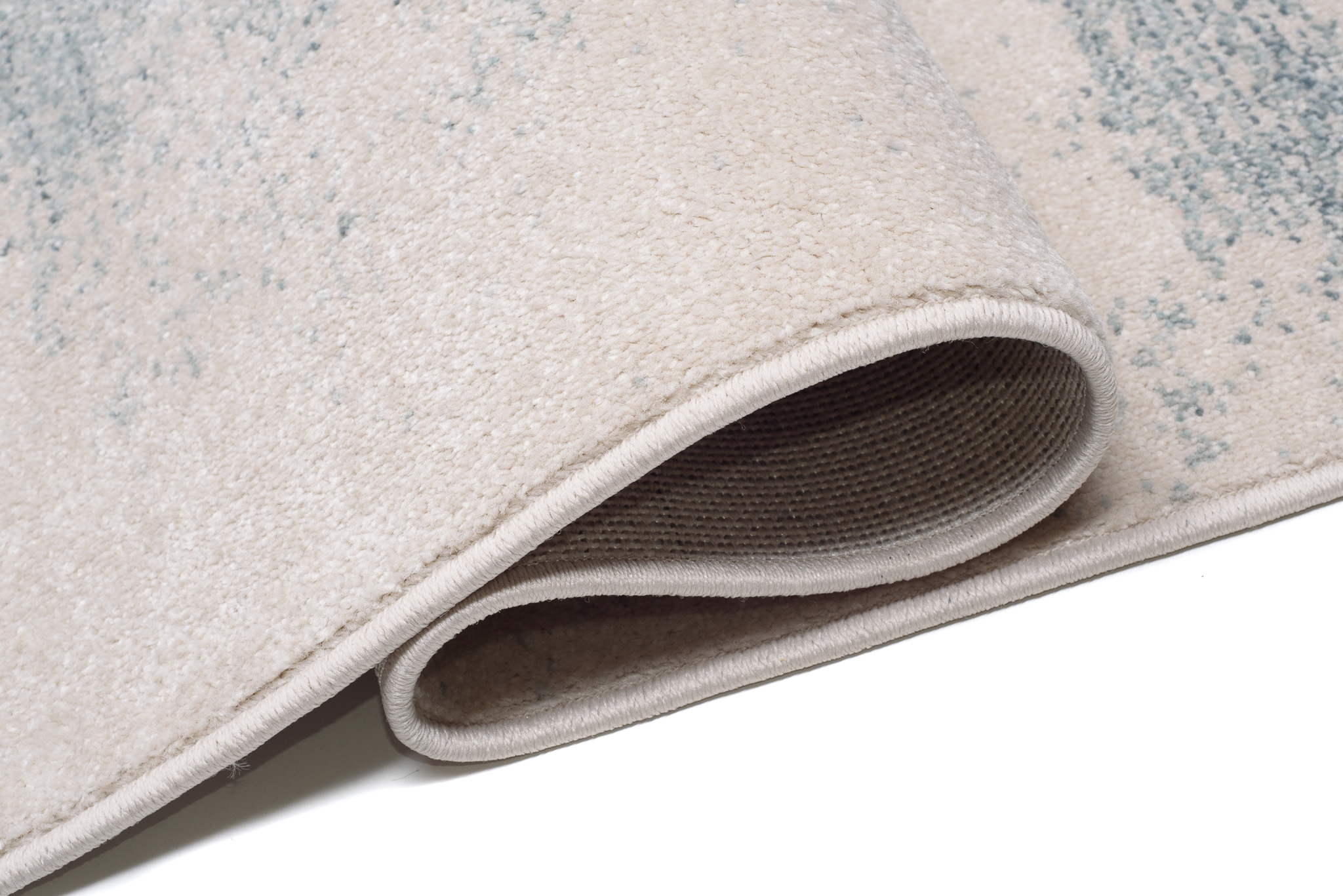 Tappeto Rivoli Crema Blu Astratto con Frange