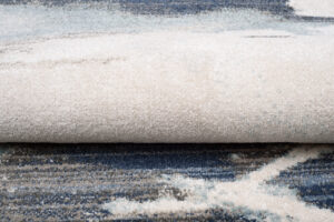 Tappeto Rivoli Crema Blu Astratto con Frange