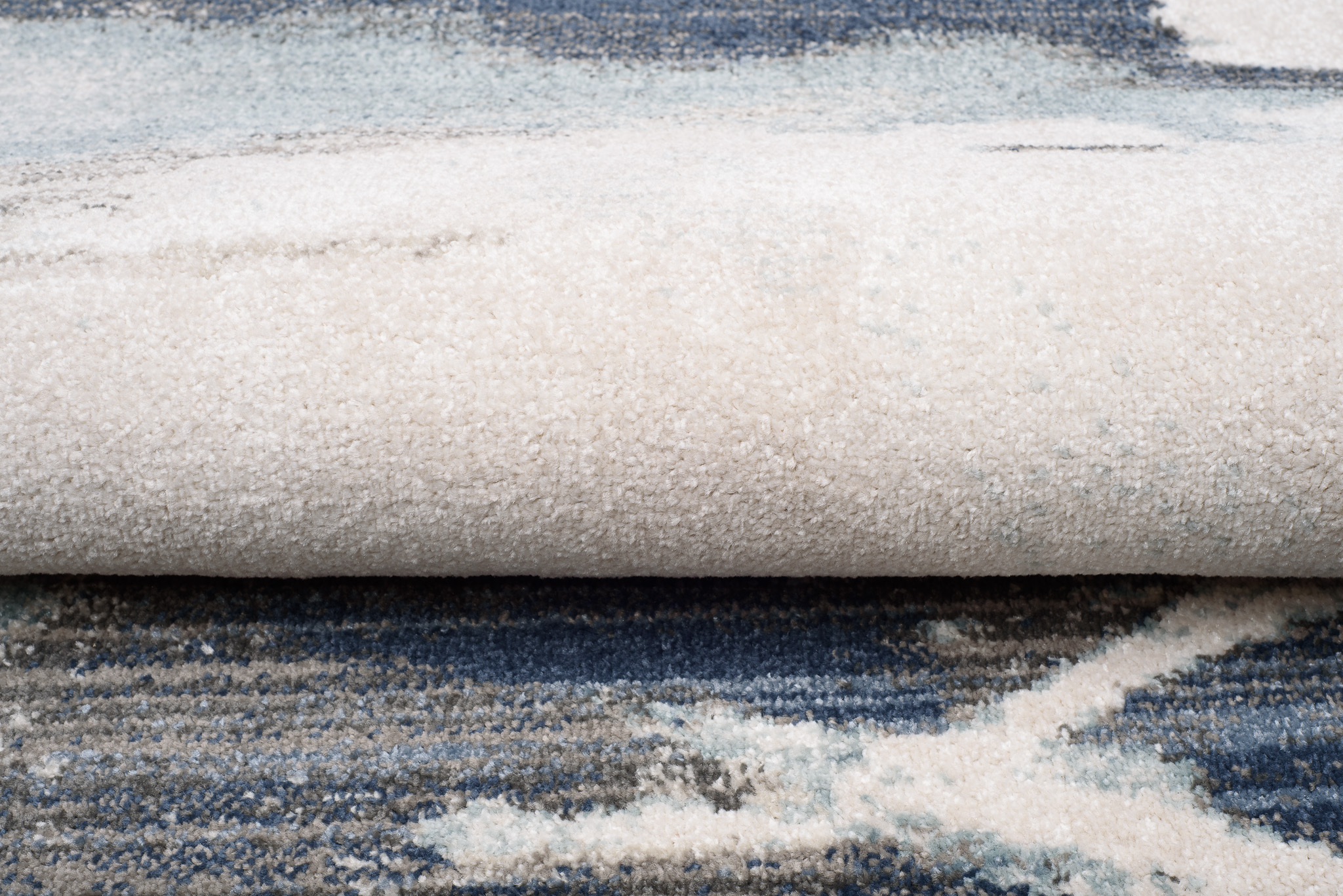 Tappeto Rivoli Crema Blu Astratto con Frange