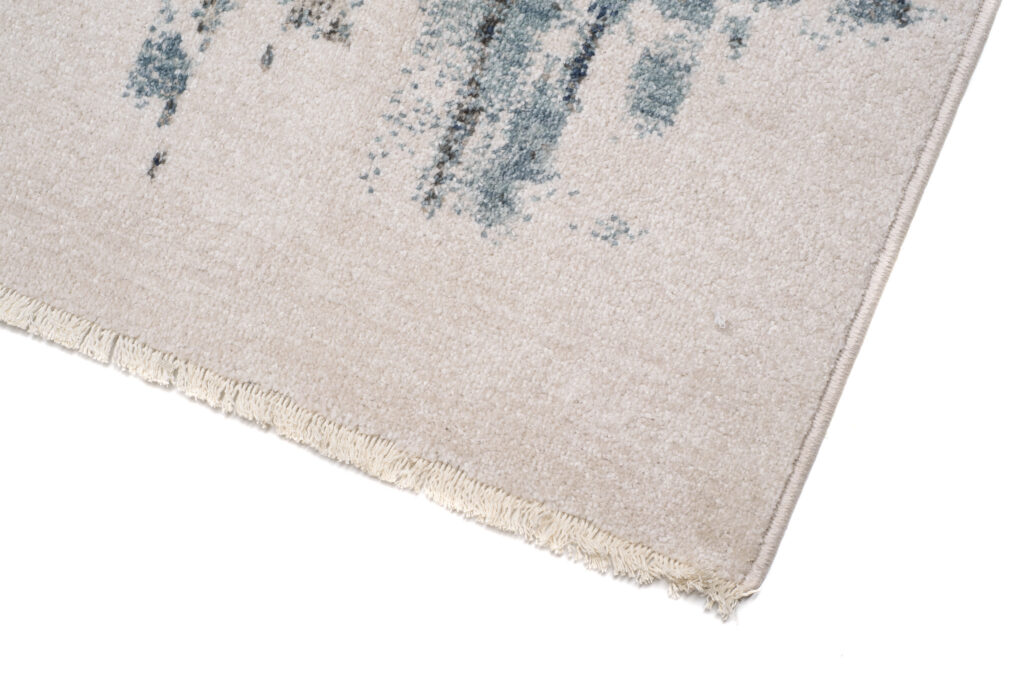 Tappeto Rivoli Astratto Crema Blu con Frange